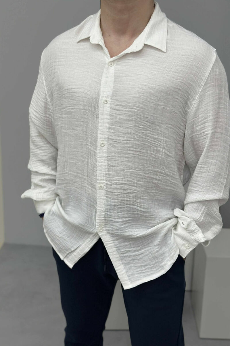 ONE COLOR SIMPLE MEN SHIRT WHITE-E BARDHE - 3