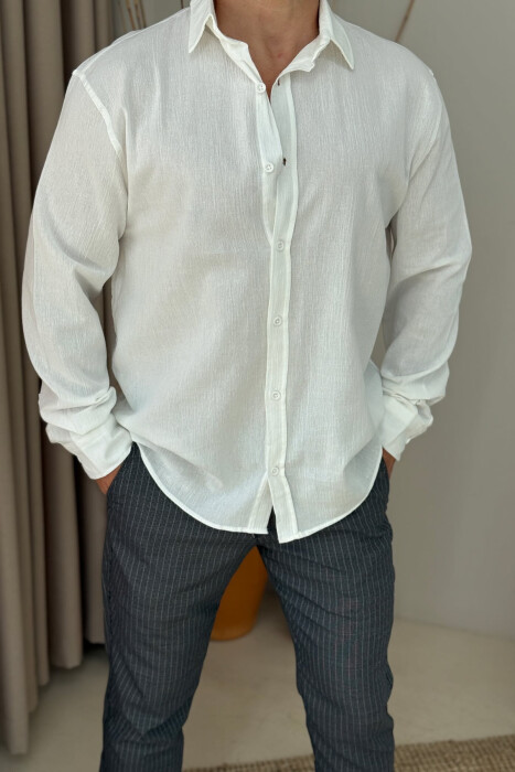 ONE COLOR SIMPLE MEN SHIRT WHITE-E BARDHE 