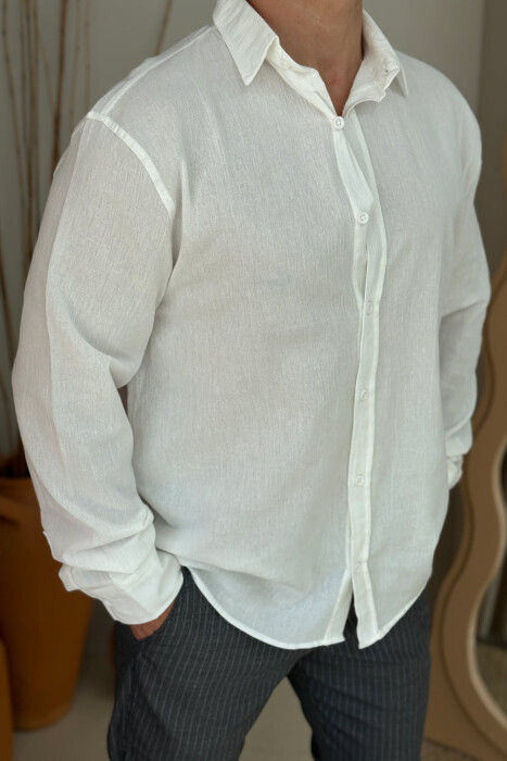 ONE COLOR SIMPLE MEN SHIRT WHITE-E BARDHE - 3