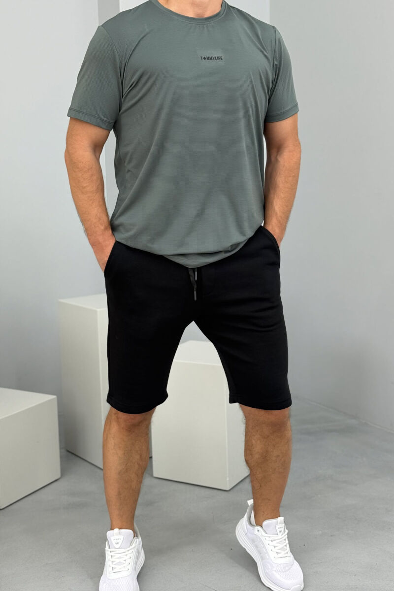 ONE COLOR SIMPLE MEN SHORT SWEATPANTS BLACK/ E ZEZE - 1