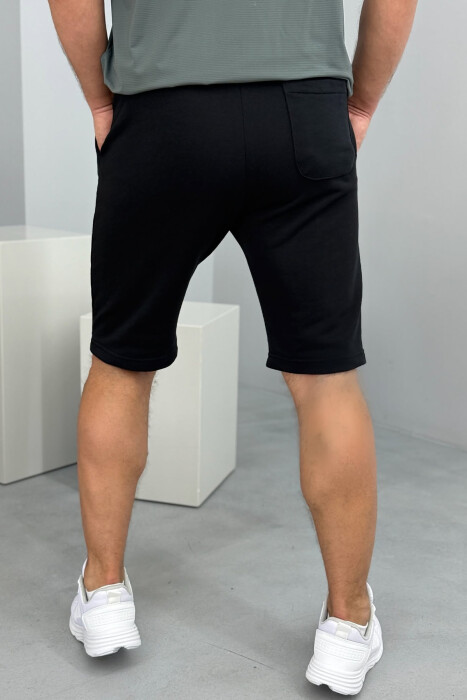 ONE COLOR SIMPLE MEN SHORT SWEATPANTS BLACK/ E ZEZE - 2