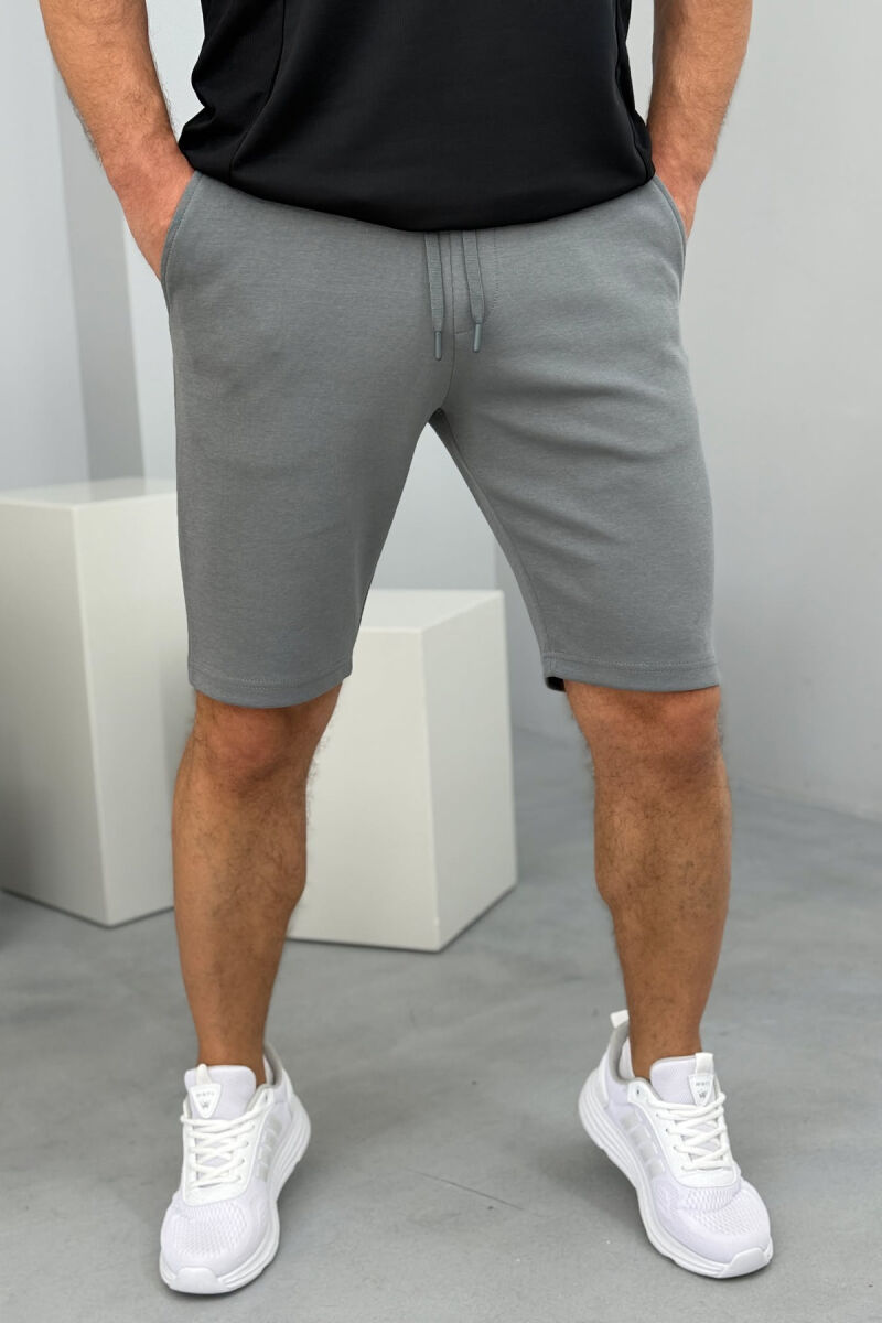ONE COLOR SIMPLE MEN SHORT SWEATPANTS GREY/GRI - 3