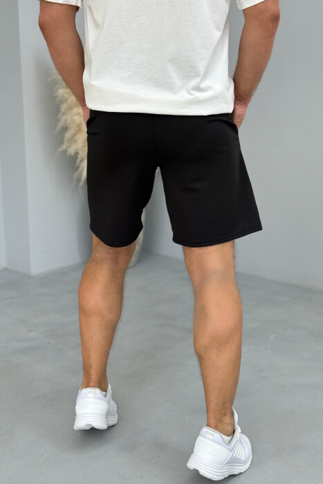 ONE COLOR SIMPLE MEN SHORT SWEATPANTS BLACK/ E ZEZE - 2
