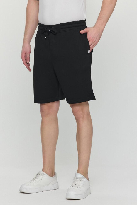 ONE COLOR SIMPLE MEN SHORT SWEATPANTS BLACK/ E ZEZE - 2