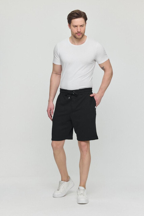ONE COLOR SIMPLE MEN SHORT SWEATPANTS BLACK/ E ZEZE - 4