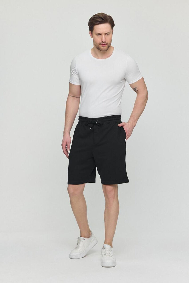 ONE COLOR SIMPLE MEN SHORT SWEATPANTS BLACK/ E ZEZE - 4