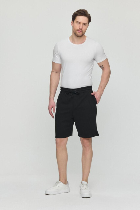 ONE COLOR SIMPLE MEN SHORT SWEATPANTS BLACK/ E ZEZE - 7