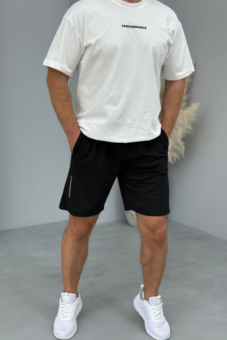 ONE COLOR SIMPLE MEN SHORT SWEATPANTS BLACK/ E ZEZE 