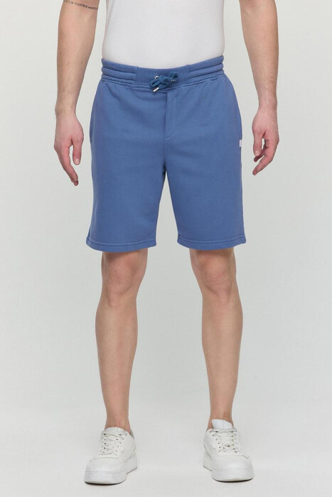 ONE COLOR SIMPLE MEN SHORT SWEATPANTS BLUE/BLU - 1