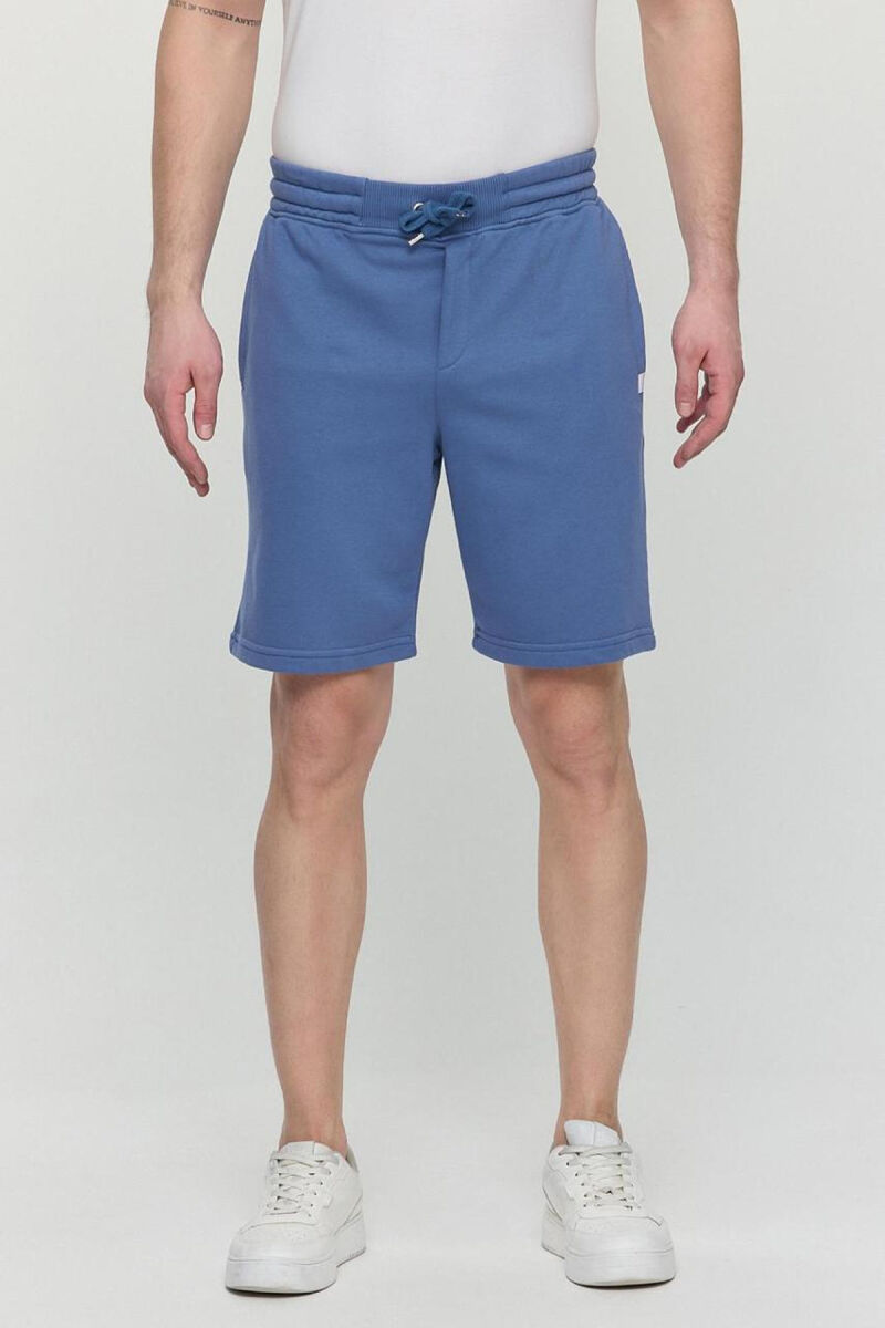 ONE COLOR SIMPLE MEN SHORT SWEATPANTS BLUE/BLU - 1