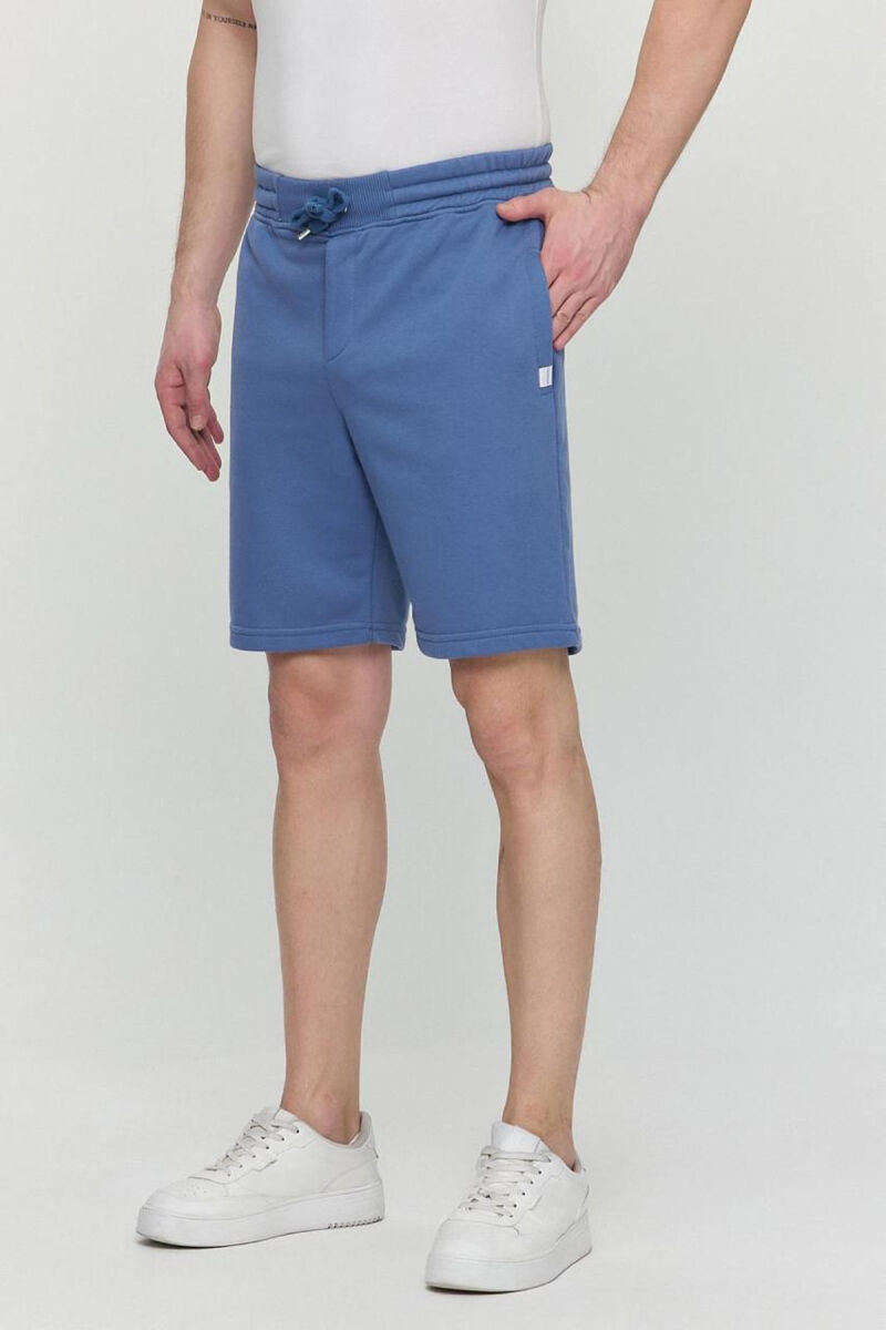 ONE COLOR SIMPLE MEN SHORT SWEATPANTS BLUE/BLU - 3