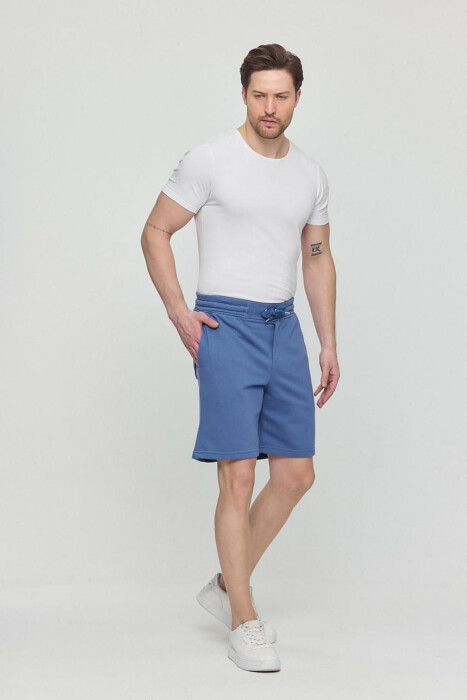 ONE COLOR SIMPLE MEN SHORT SWEATPANTS BLUE/BLU - 5