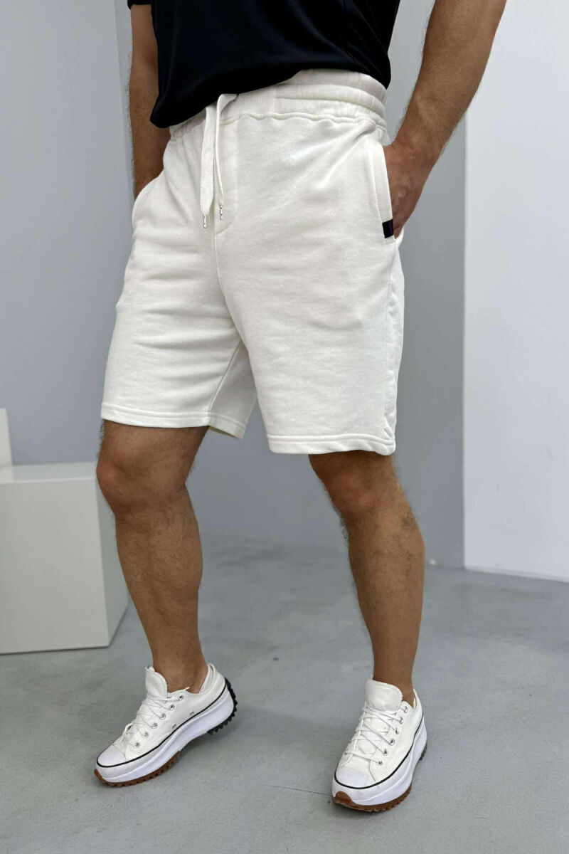 ONE COLOR SIMPLE MEN SHORT SWEATPANTS WHITE-E BARDHE - 2