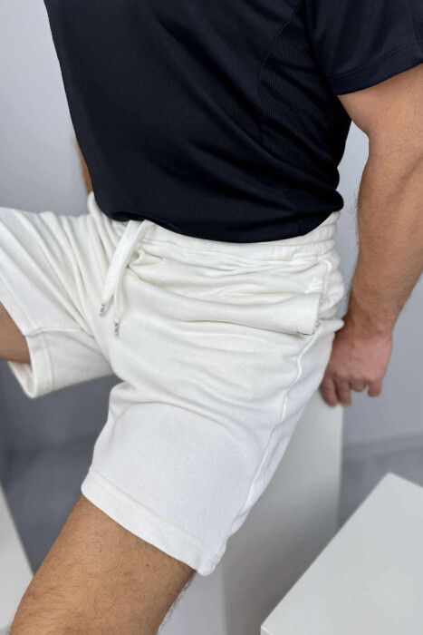 ONE COLOR SIMPLE MEN SHORT SWEATPANTS WHITE-E BARDHE - 3