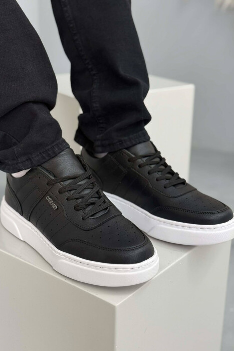 ONE COLOR SIMPLE MEN SNEAKERS BLACK-WHITE/ZEBA - 1