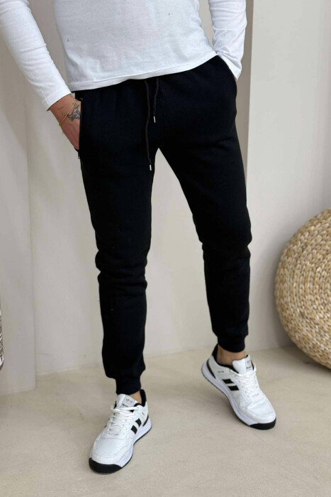 ONE COLOR SIMPLE MEN SWEATPANTS BLACK/ E ZEZE - KLAUDIO FASHION