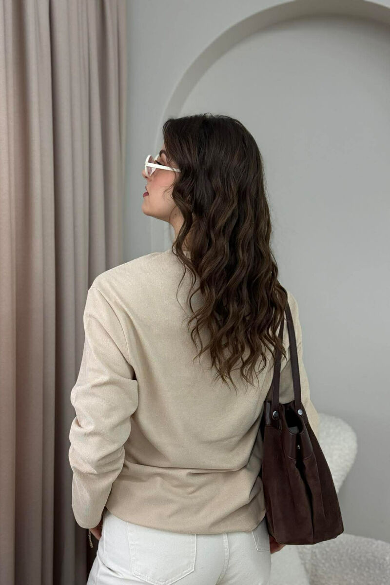 ONE COLOR SIMPLE WOMEN SWEATSHIRT BEIGE/BEZHE - 6