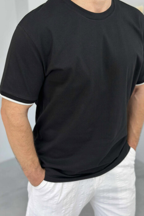 ONE COLOR SIMPLE MEN T-SHIRT BLACK/ E ZEZE - 3