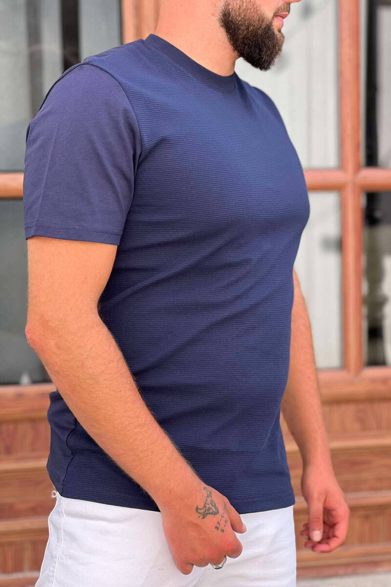 ONE COLOR SIMPLE MEN T-SHIRT BLUE/BLU - 2