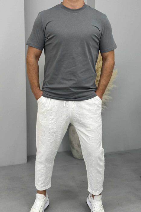 ONE COLOR SIMPLE MEN T-SHIRT DARK GREY/GEE - KLAUDIO FASHION