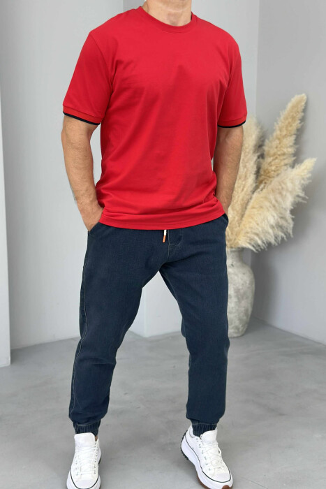 T-SHIRT NJË NGJYRËSH I THJESHTË PËR MESHKUJ NË NGJYRËN E KUQE 