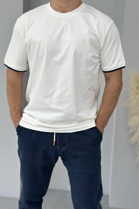 ONE COLOR SIMPLE MEN T-SHIRT WHITE-E BARDHE 