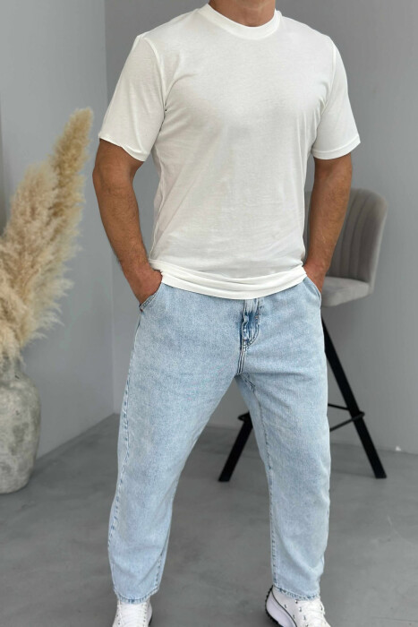 ONE COLOR SIMPLE MEN T-SHIRT WHITE-E BARDHE - KLAUDIO FASHION