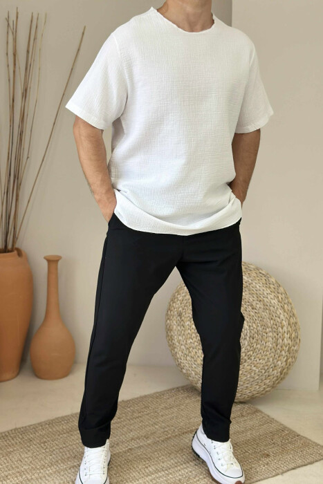 ONE COLOR SIMPLE MEN T-SHIRT WHITE-E BARDHE 