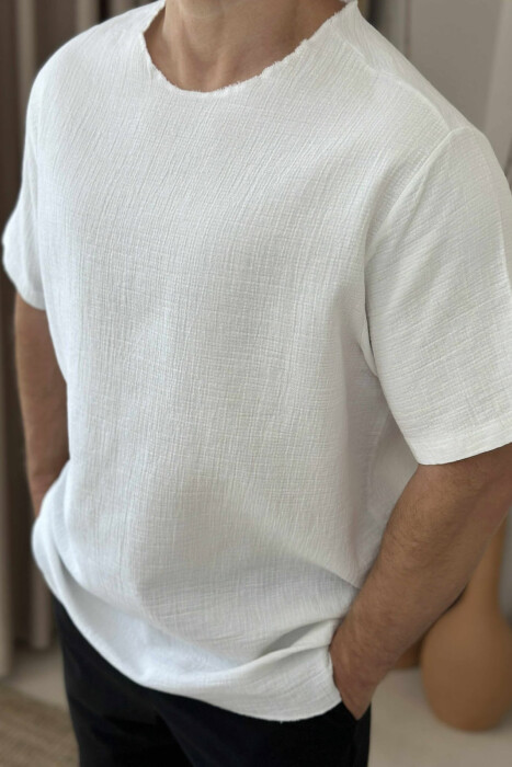 ONE COLOR SIMPLE MEN T-SHIRT WHITE-E BARDHE - 2