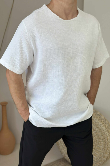 ONE COLOR SIMPLE MEN T-SHIRT WHITE-E BARDHE - 4