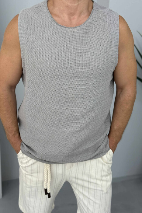 ONE COLOR SIMPLE MEN TANK TOP GREY/GRI - 3