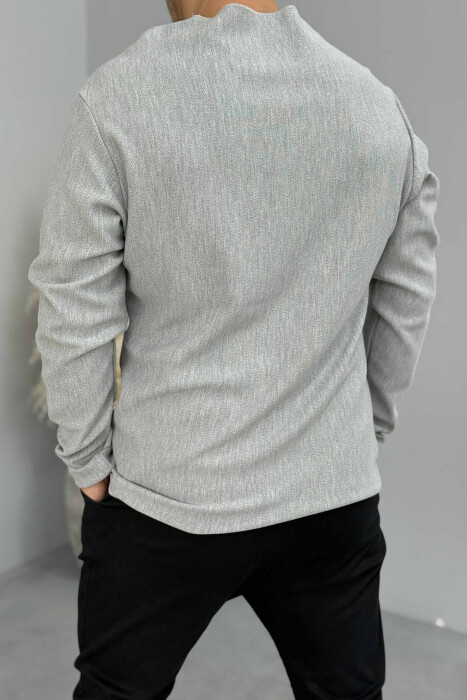 ONE COLOR SIMPLE POCKET DETAIL MEN SWEATER LIGHT GREY/GZ - 4
