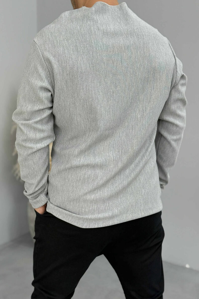 ONE COLOR SIMPLE POCKET DETAIL MEN SWEATER LIGHT GREY/GZ - 4