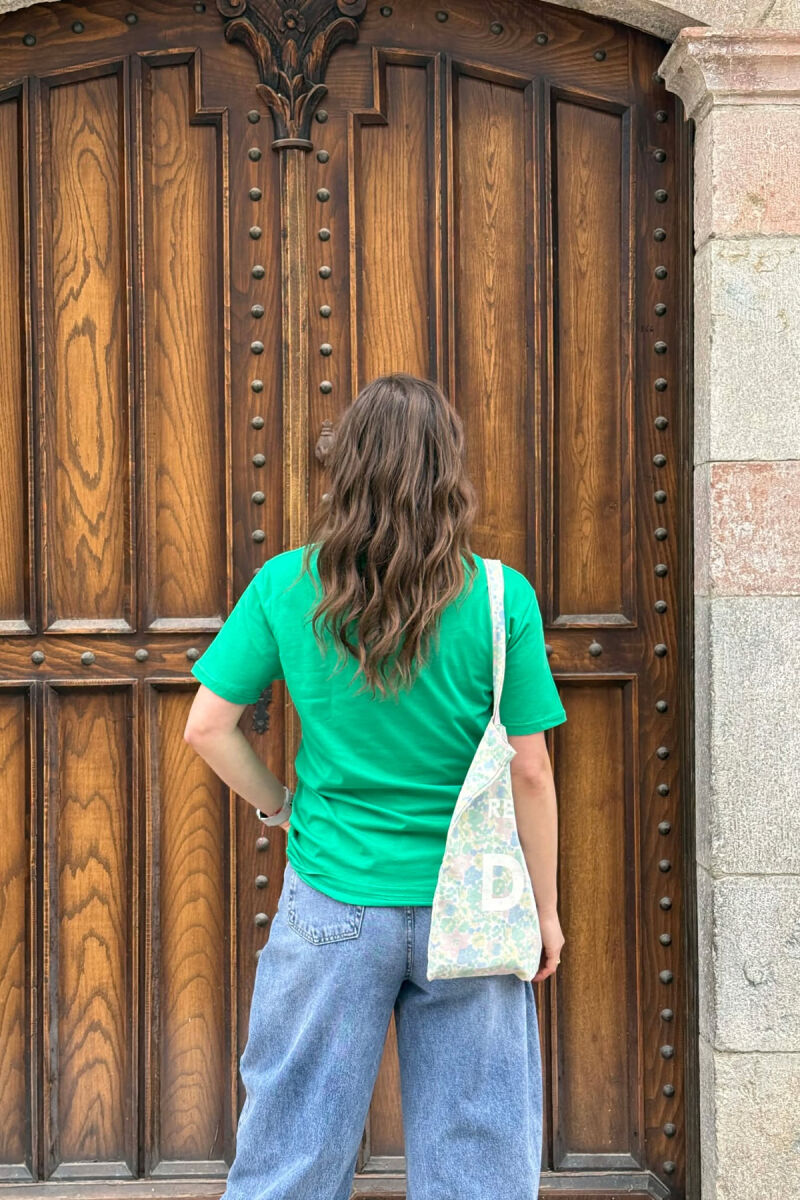 ONE COLOR SIMPLE ROUND NECK WOMEN T-SHIRT + 6 PAIR SOCKS GREEN/JESHILE - 5