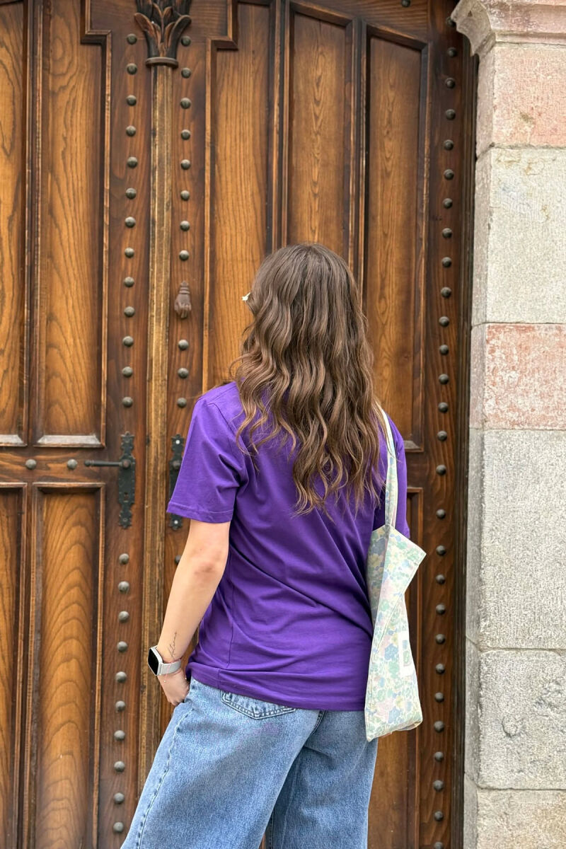 ONE COLOR SIMPLE ROUND NECK WOMEN T-SHIRT + 6 PAIR SOCKS DARK PURPLE/LEJLA ERRET - 3