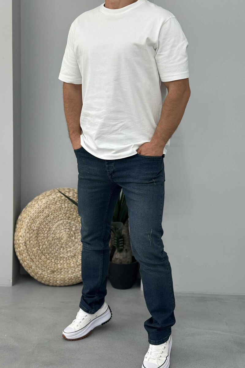 ONE COLOR SIMPLE SCRATCHES MEN JEANS BLUE/BLU - 1