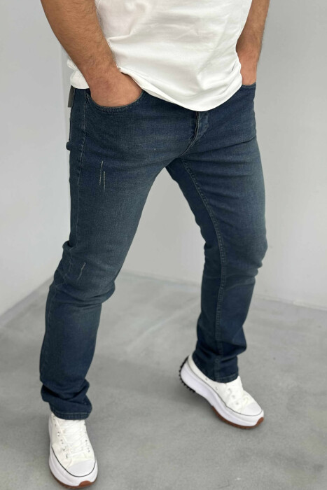 ONE COLOR SIMPLE SCRATCHES MEN JEANS BLUE/BLU - 2