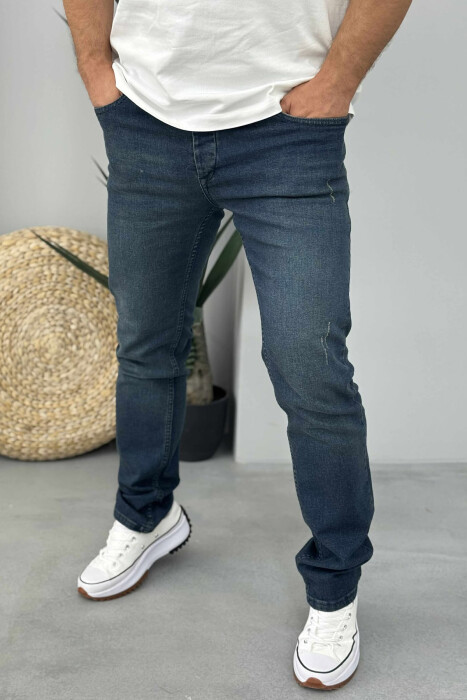 ONE COLOR SIMPLE SCRATCHES MEN JEANS BLUE/BLU - 3