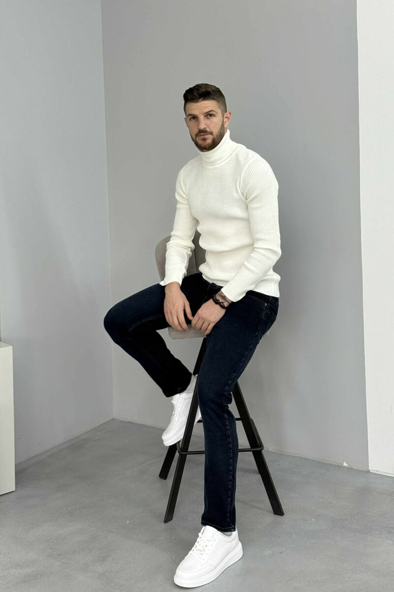 ONE COLOR SIMPLE STRAIGHT LEG MEN JEANS DARK BLUE/BEE - 2