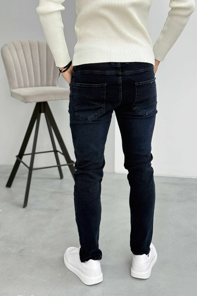 ONE COLOR SIMPLE STRAIGHT LEG MEN JEANS DARK BLUE/BEE - 4