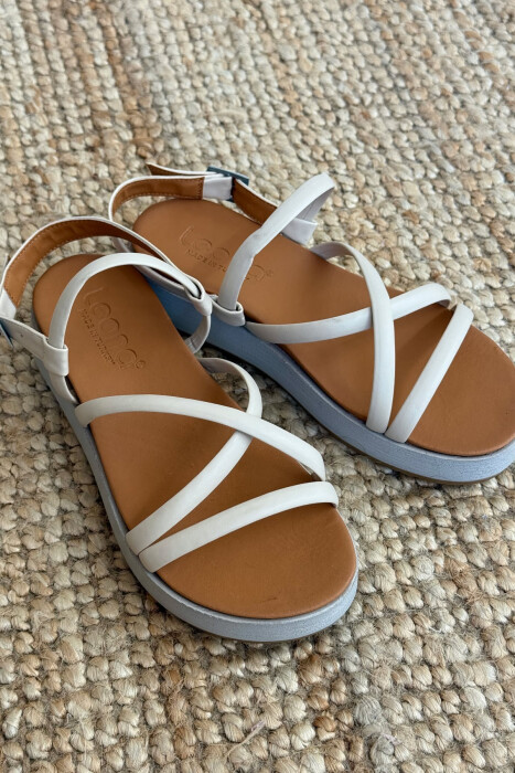 ONE COLOR SIMPLE STRAP WOMEN SANDALS CREAM/KREM 