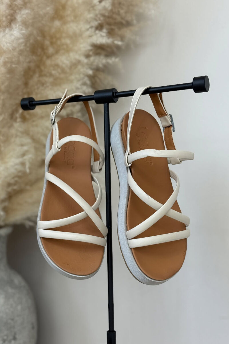 ONE COLOR SIMPLE STRAP WOMEN SANDALS CREAM/KREM - 2