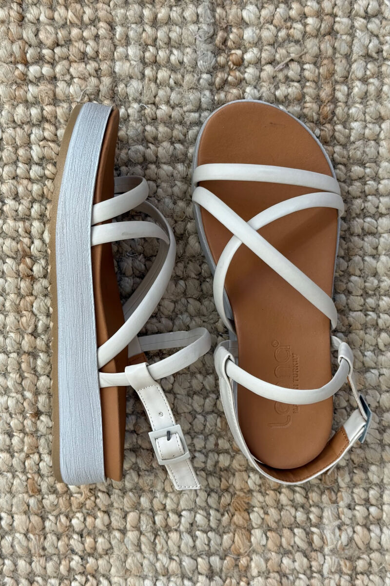 ONE COLOR SIMPLE STRAP WOMEN SANDALS CREAM/KREM - 3