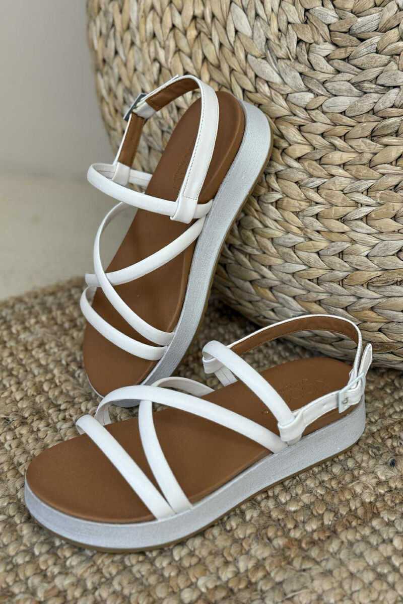 ONE COLOR SIMPLE STRAP WOMEN SANDALS WHITE-E BARDHE - 1