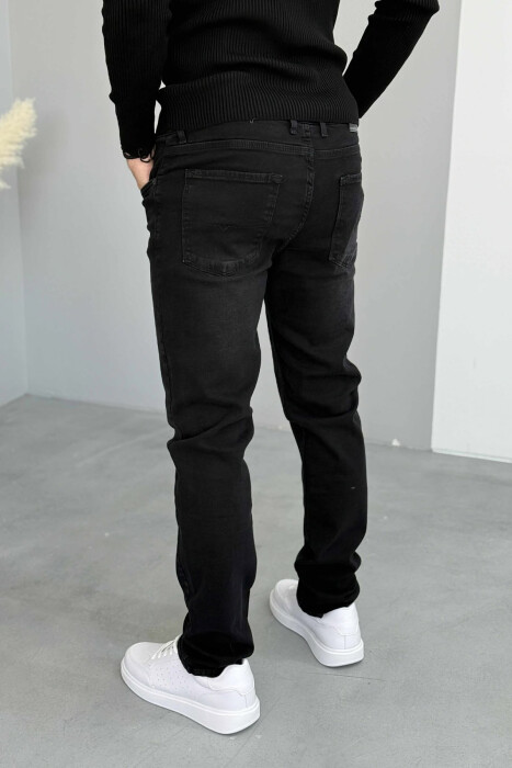 ONE COLOR SIMPLE STRETCHY MEN JEANS BLACK/ E ZEZE - 3