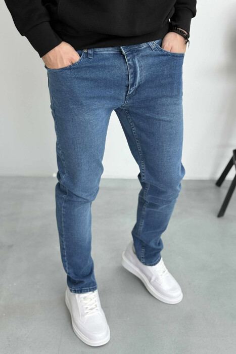 ONE COLOR SIMPLE STRETCHY MEN JEANS BLUE/BLU - 2
