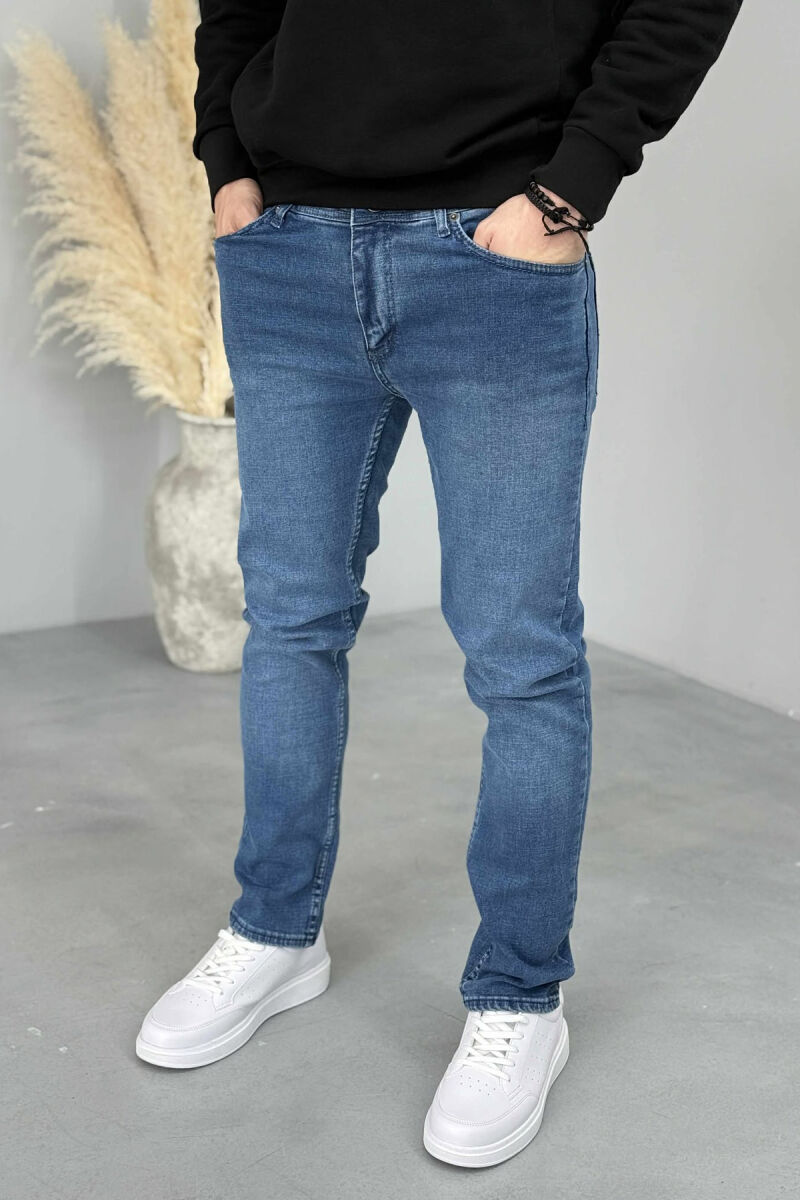 ONE COLOR SIMPLE STRETCHY MEN JEANS BLUE/BLU - 3