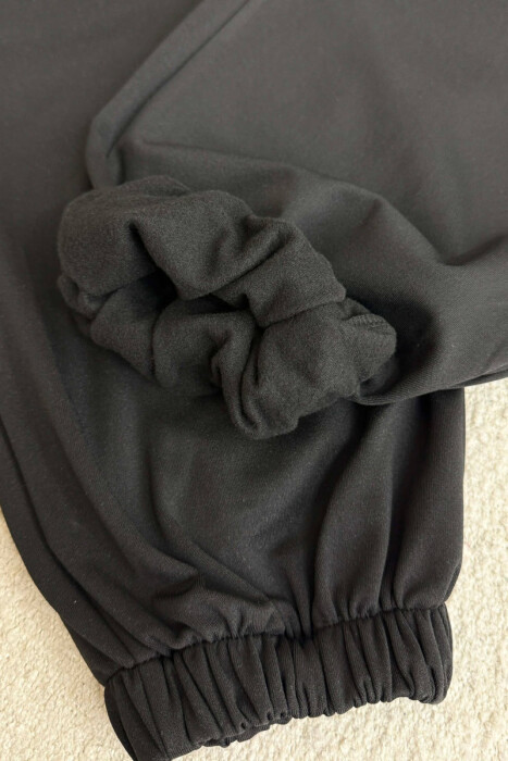 ONE COLOR SIMPLE SWEATSHIRT + JOGGERS WOMAN SET BLACK/ E ZEZE - 5