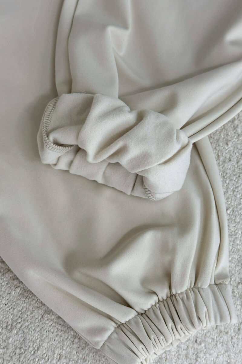 ONE COLOR SIMPLE SWEATSHIRT + JOGGERS WOMAN SET CREAM/KREM - 5