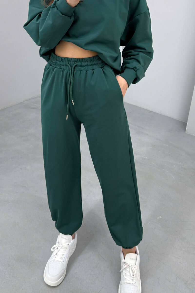 ONE COLOR SIMPLE SWEATSHIRT + JOGGERS WOMAN SET GREEN/JESHILE - 3